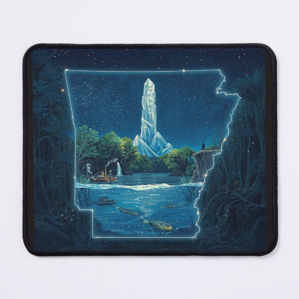 Item preview, Magical Arkansas Nightscape: Quartz Crystals, Alligators & Steamboats Illustration designed and sold by TitanRN.
