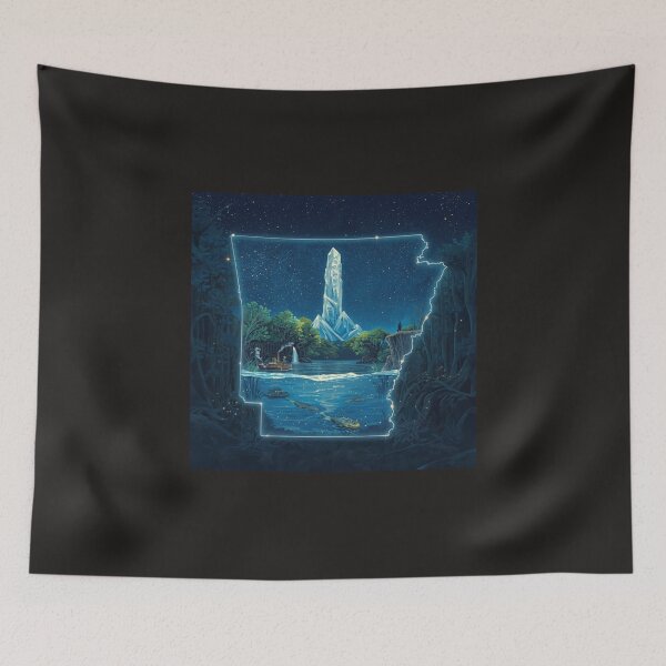Item preview, Magical Arkansas Nightscape: Quartz Crystals, Alligators & Steamboats Illustration designed and sold by TitanRN.