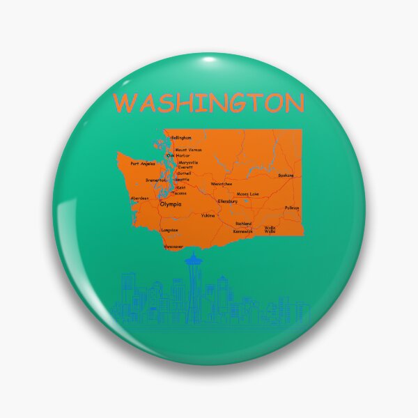 Item preview, The Evergreen State Vibe, Classic Washington Map & Seattle Skyline designed and sold by mashmosh.
