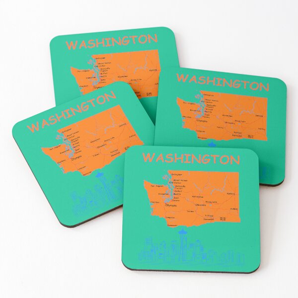 Item preview, The Evergreen State Vibe, Classic Washington Map & Seattle Skyline designed and sold by mashmosh.
