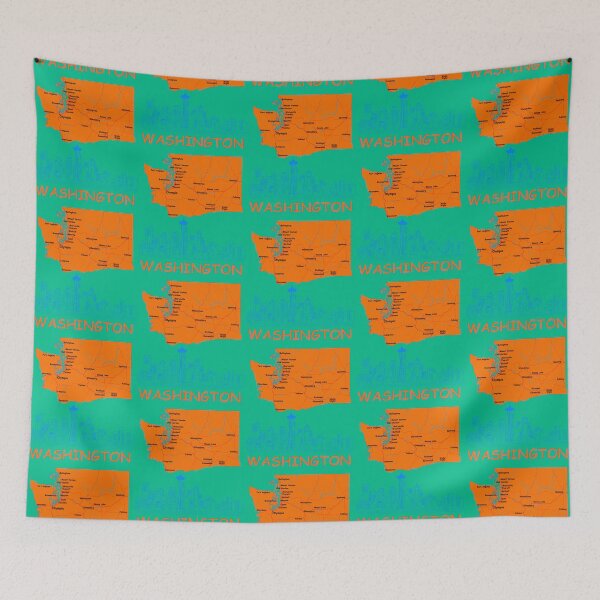 Item preview, The Evergreen State Vibe, Classic Washington Map & Seattle Skyline designed and sold by mashmosh.