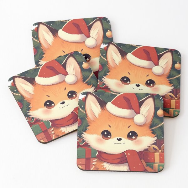 Item preview, Kawaii Christmas Fox with Tree designed and sold by ChinzorigBAY.