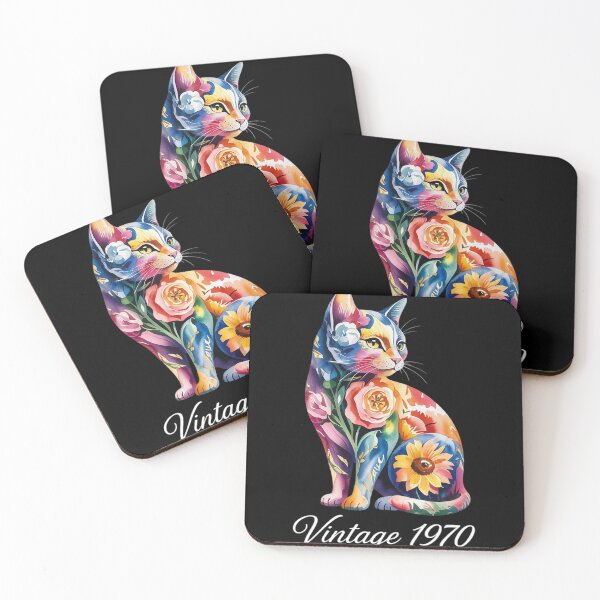 Item preview, Vintage 1970 Floral Flower Cat Lover Happy 54th Birthday  designed and sold by KotexTemu.