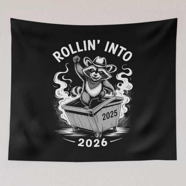 Item preview, Rollin Into 2026 Raccoon Dumpster Fire designed and sold by HeinzanoWeno.