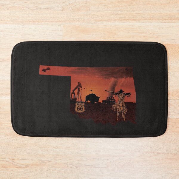 Item preview, Oklahoma Silhouette Route 66 Sunset with Bison Cowboy Oil Pump Jack designed and sold by TitanRN.