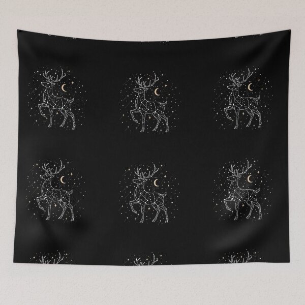 Item preview, Reindeer Line Art with Stars and Half Moon | Minimalist Christmas Deer Design designed and sold by Xatutik.art.