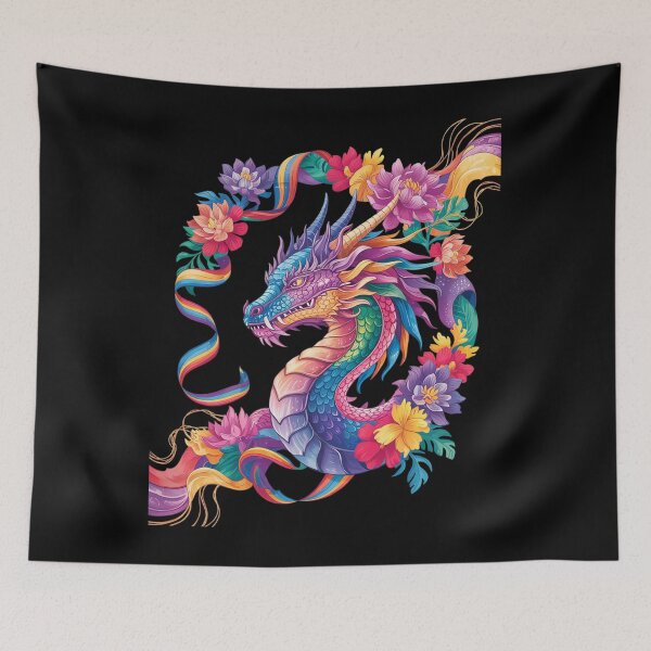 Item preview, Watercolor Dragon Flowers Beautiful Art Colorful  designed and sold by InspiredFoul.