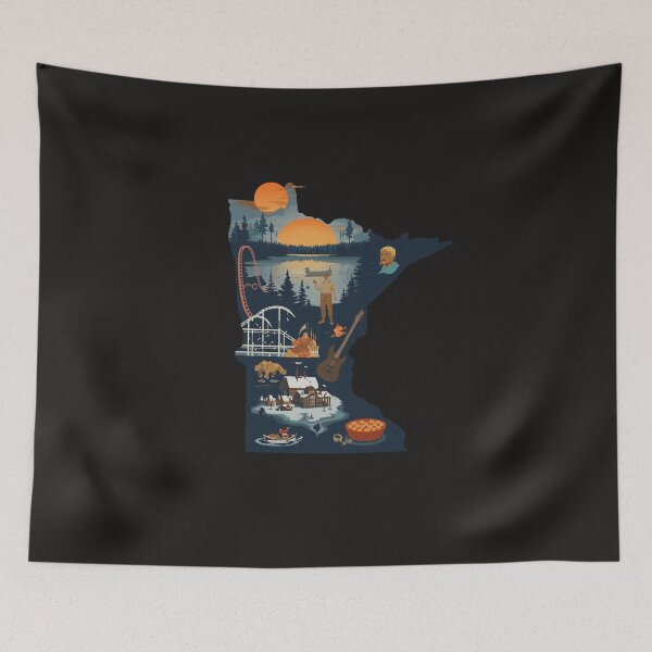 Item preview, Minnesota Icons Illustrated Map - Land of 10,000 Lakes Art Print designed and sold by TitanRN.
