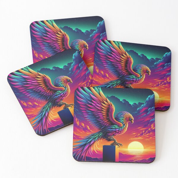 Item preview, Neon Phoenix Eagle – Vibrant Fantasy Sunset Illustration designed and sold by Dogandesighn.