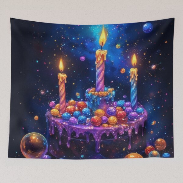 Item preview, Cake with candles in the starry sky designed and sold by Mianku | Für das Leben.