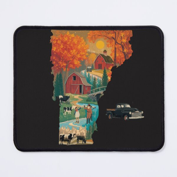 Item preview, Vermont State Silhouette Autumn Farm Scene - Red Barn, Fall Foliage, Cows & Rural Charm designed and sold by TitanRN.