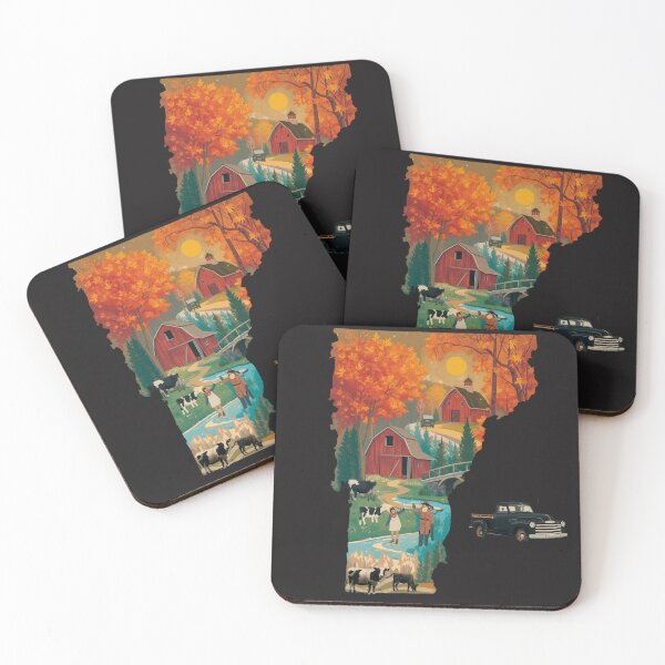 Item preview, Vermont State Silhouette Autumn Farm Scene - Red Barn, Fall Foliage, Cows & Rural Charm designed and sold by TitanRN.