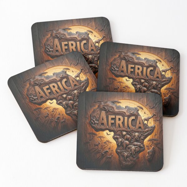 Item preview, Carved Africa Wildlife Map Golden Hour Continent Art designed and sold by SavannaStrikes.