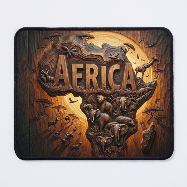 Item preview, Carved Africa Wildlife Map Golden Hour Continent Art designed and sold by SavannaStrikes.