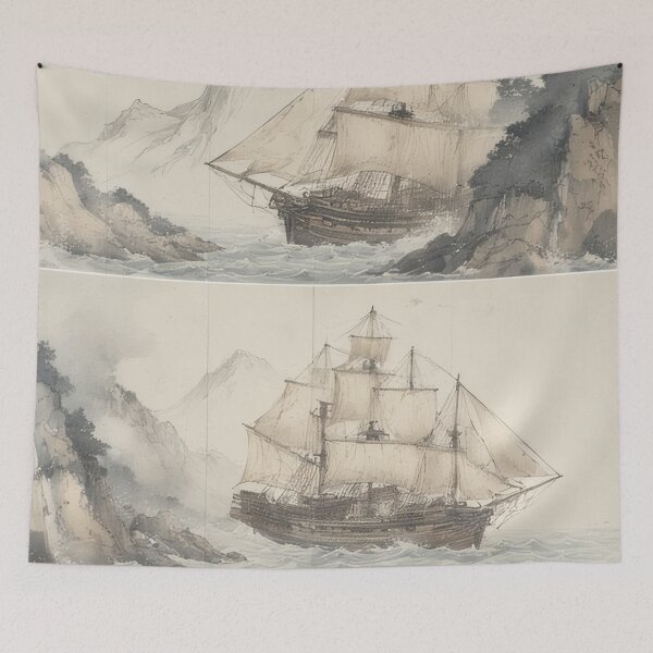 Item preview, Sailing ships painted on a stormy sea designed and sold by Mianku | Für das Leben.