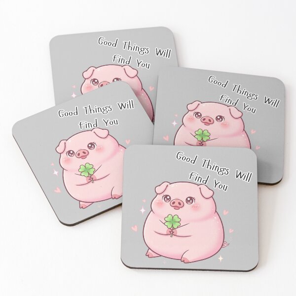 Item preview, Kawaii Lunar Zodiac PIG: Good Things Will Find You designed and sold by SebastianSpace.