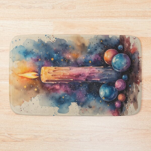 Item preview, Candle, spheres and cosmic watercolors designed and sold by Mianku | Für das Leben.