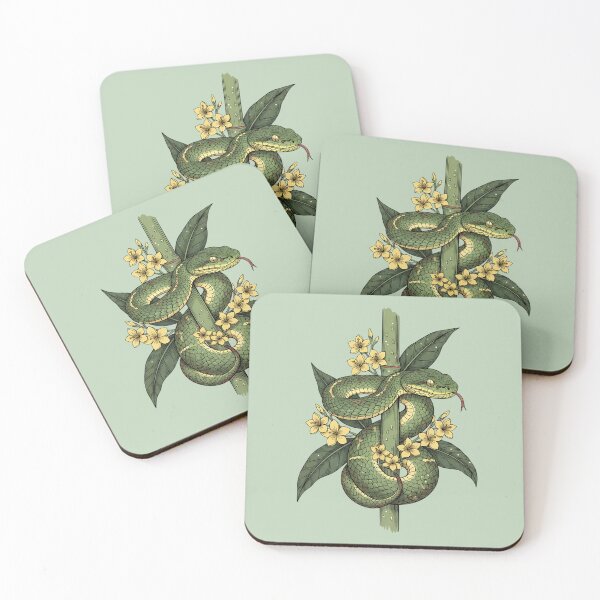Item preview, Vintage Bamboo Pit Viper With Yellow Jungle Blossoms designed and sold by BirdsnStuff.