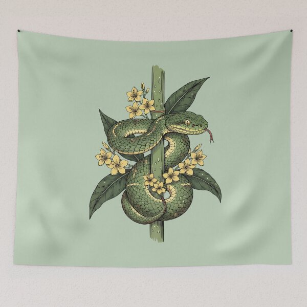 Item preview, Vintage Bamboo Pit Viper With Yellow Jungle Blossoms designed and sold by BirdsnStuff.