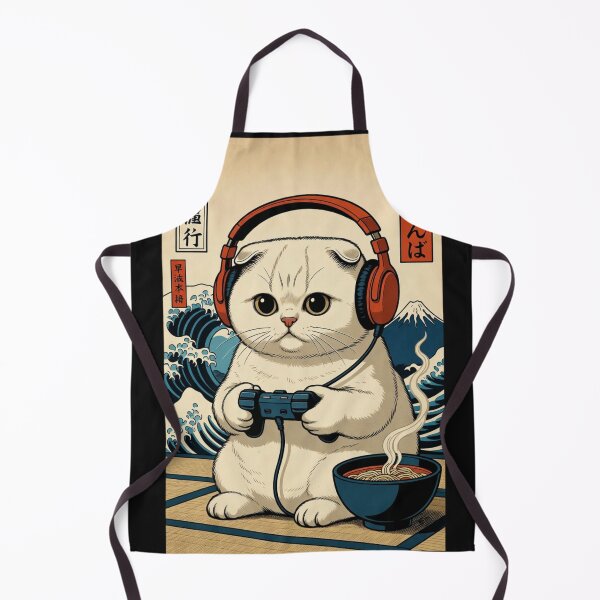 Item preview, Cute Gamer Cat With Ramen – Japanese Retro Gaming Art designed and sold by GrumpySableye.