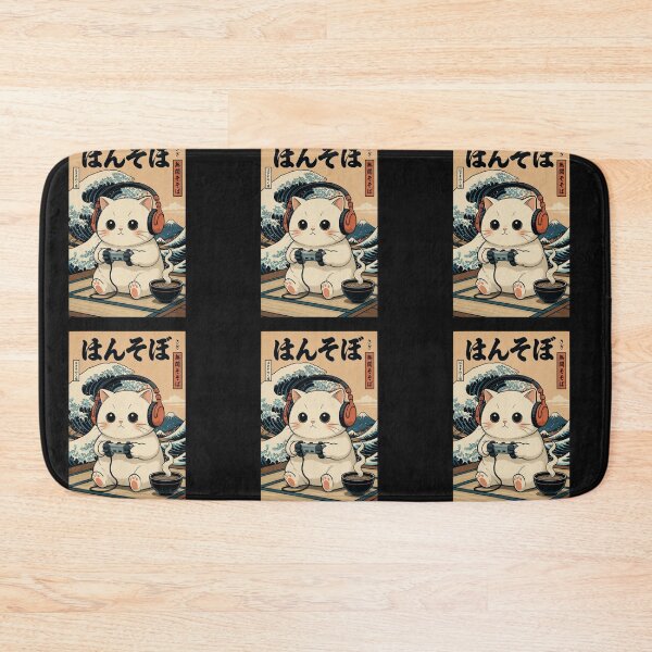 Item preview, Anime Gamer Cat With Headphones – Cute Japanese Style Art designed and sold by GrumpySableye.