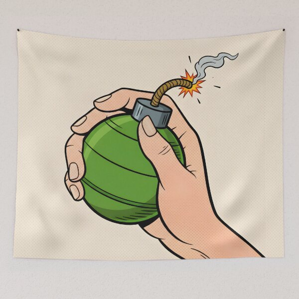 Item preview, A HAND WITH A PIXEL POP ART STYLE BOMB designed and sold by infinitearte.