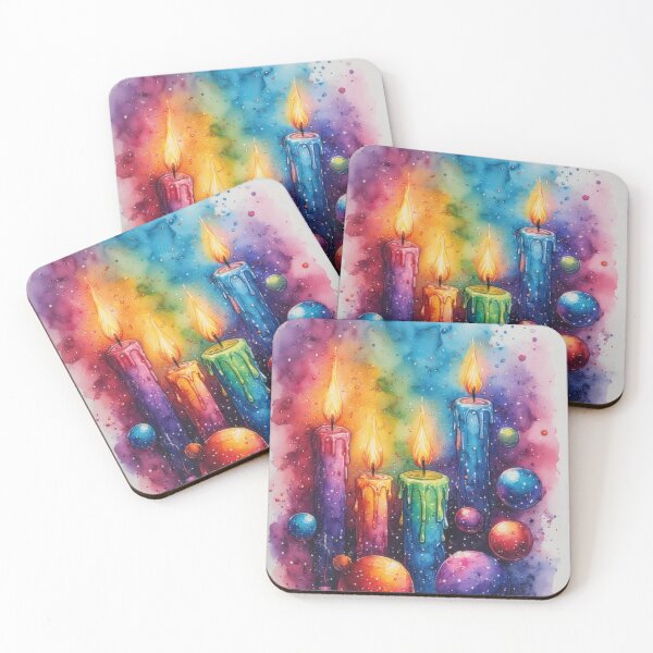 Item preview, Colorful candles and cosmic spheres watercolor designed and sold by Mianku | Für das Leben.