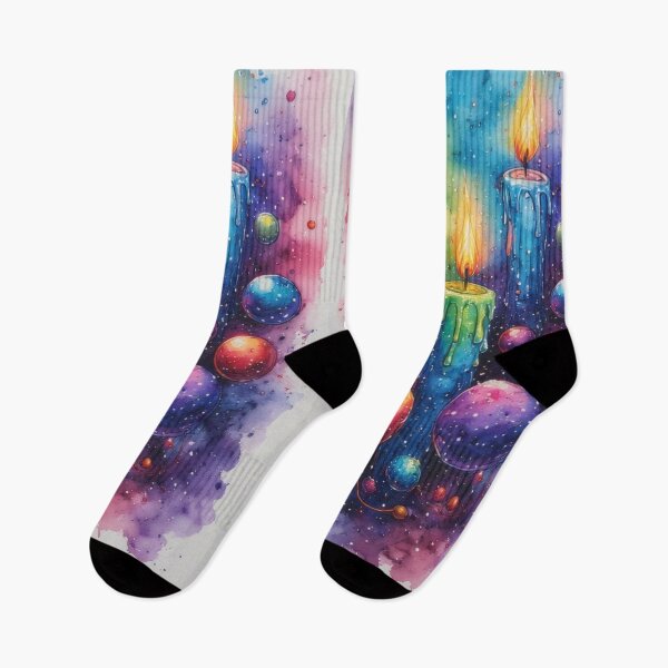 Item preview, Colorful candles and cosmic spheres watercolor designed and sold by Mianku | Für das Leben.