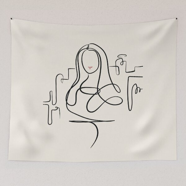 Item preview, Minimalist Mona Lisa One-Line Art | Modern Abstract Portrait Illustration designed and sold by Cosmodoody.