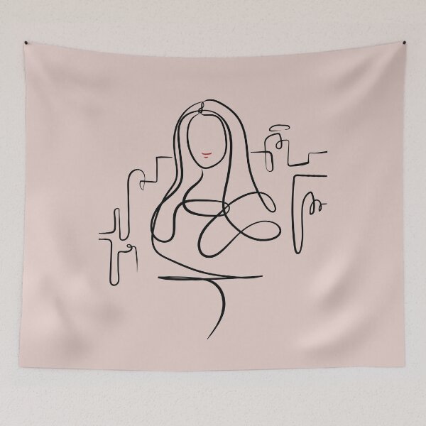 Item preview, Minimalist Mona Lisa One-Line Art | Modern Abstract Portrait Illustration designed and sold by Cosmodoody.