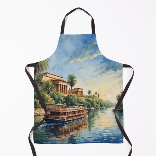 Item preview, Dreamy Nile Cruise & Ancient Temple Watercolor: Upper Egypt Historical Landscape designed and sold by DreamyArtStudio70.