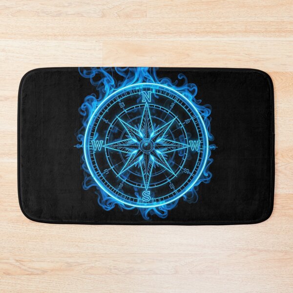 Item preview, Mystic Neon Compass Rose – Glowing Blue Symbol of Direction and Power designed and sold by PixelVibe782.