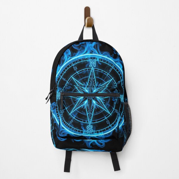 Item preview, Mystic Neon Compass Rose – Glowing Blue Symbol of Direction and Power designed and sold by PixelVibe782.