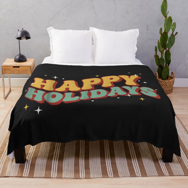 Item preview, Retro Happy Holidays Christmas T-Shirt – Bold 70s Curved Typography, Vintage Red Teal Mustard Holiday Graphic Tee designed and sold by ZyxDes.