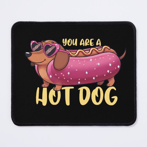 Item preview, Funny Dachshund Hot Dog Cartoon with Pink Buns and Heart Sunglasses designed and sold by AnAzArt.