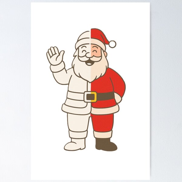 Item preview, Half Sketch Half Color Santa Claus – Minimalist Christmas Art designed and sold by OxiSkor.