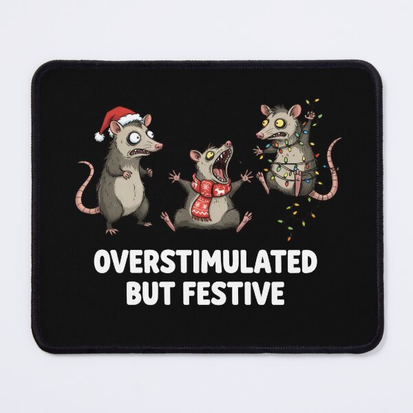 Item preview, Overstimulated But Festive Possum Christmas – Funny Ugly Christmas Opossum Holiday Design – Trashcore Meme designed and sold by PrintoraaStore.