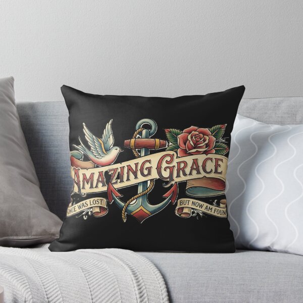 Item preview, Amazing Grace Vintage Tattoo Art – “Was Lost, Now Am Found” Christian Hymn Design designed and sold by GardenReign.