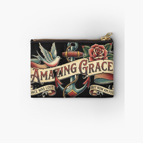 Item preview, Amazing Grace Vintage Tattoo Art – “Was Lost, Now Am Found” Christian Hymn Design designed and sold by GardenReign.