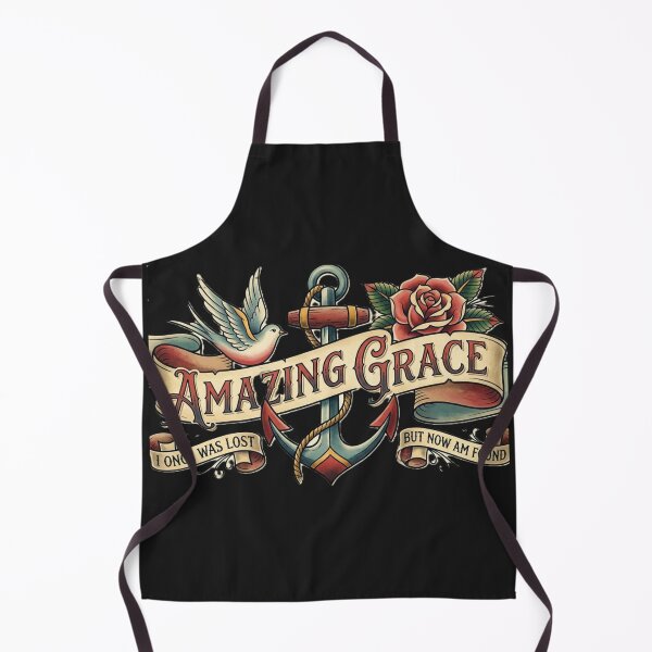 Item preview, Amazing Grace Vintage Tattoo Art – “Was Lost, Now Am Found” Christian Hymn Design designed and sold by GardenReign.
