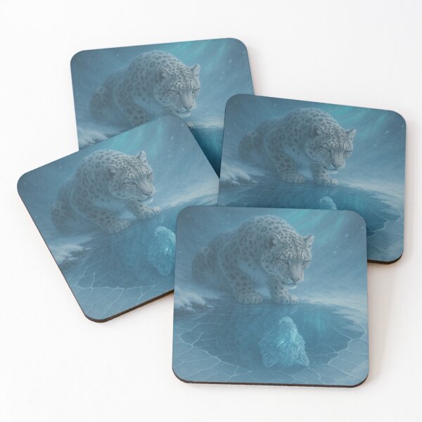 Item preview, Snow Leopard Reflection, Ice Spirit Wildlife Art designed and sold by GeoWild Designs.