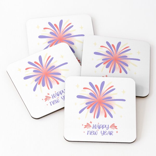 Item preview, Happy New Year Fireworks – Colorful Purple Pink Yellow Celebration Art designed and sold by Lu7u.