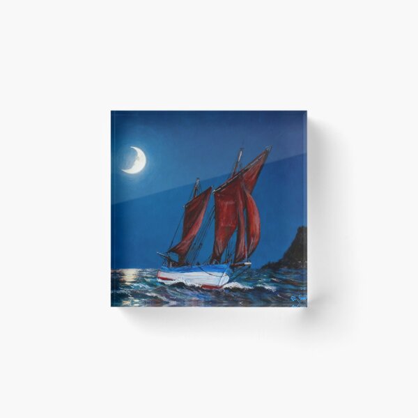 Item preview, Cornish sailing lugger IRIS sailing off Brixham under a full moom designed and sold by Mackenzie Moulton International Artist .