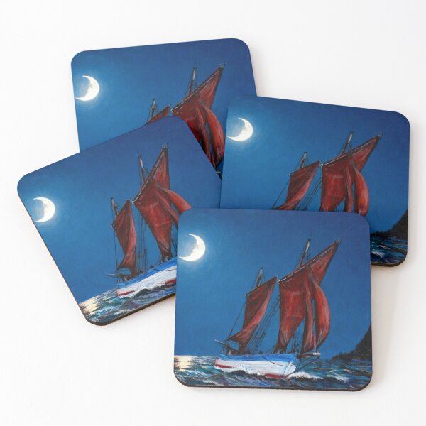 Item preview, Cornish sailing lugger IRIS sailing off Brixham under a full moom designed and sold by Mackenzie Moulton International Artist .