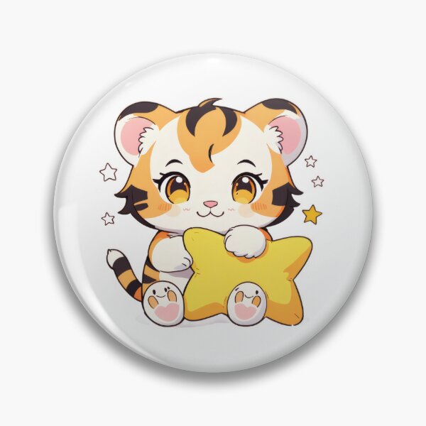Artikelvorschau, Süßer Tiger mit Stern | Kawaii Tier Illustration entworfen und verkauft von Visualynx.