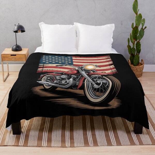 Item preview, Vintage American Flag Motorcycle Art designed and sold by flagylART.