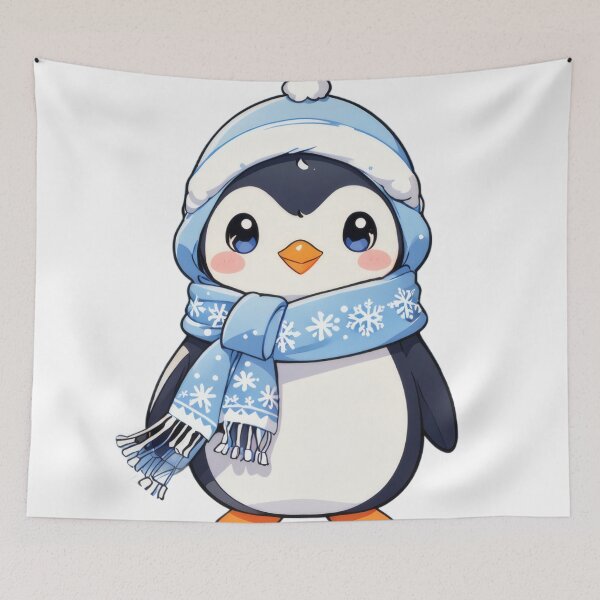 Item preview, Cute Penguin in Winter Scarf | Kawaii Winter Illustration designed and sold by Visualynx.