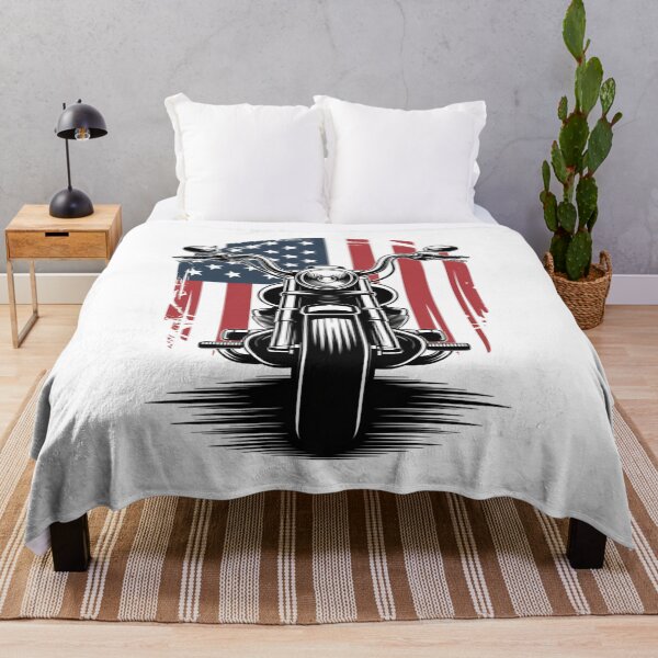 Item preview, Vintage American Flag Motorcycle Art designed and sold by flagylART.
