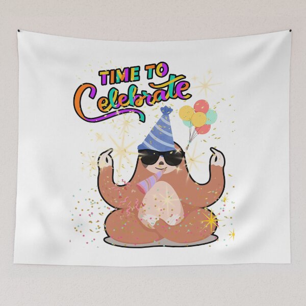 Item preview, White  Time To Celebrate - Cute Party Sloth Funny Design designed and sold by Extremeallie.