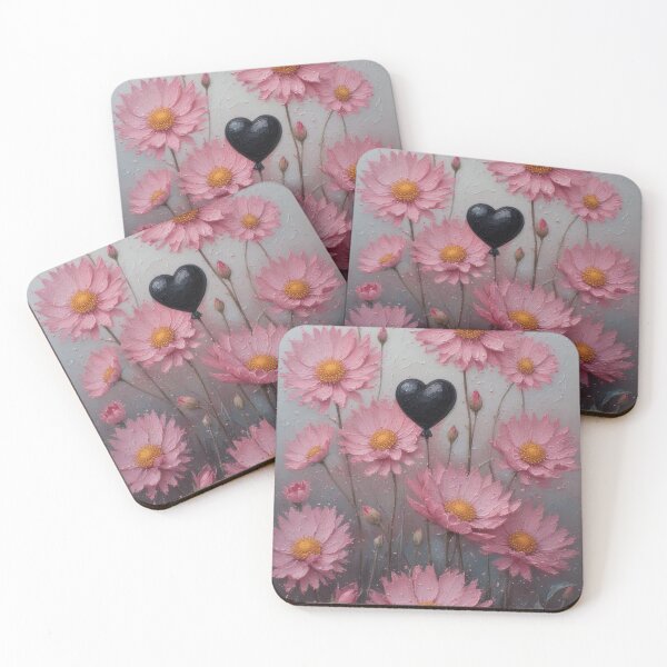 Item preview, Flower field with black heart balloon motif designed and sold by Mianku | Für das Leben.